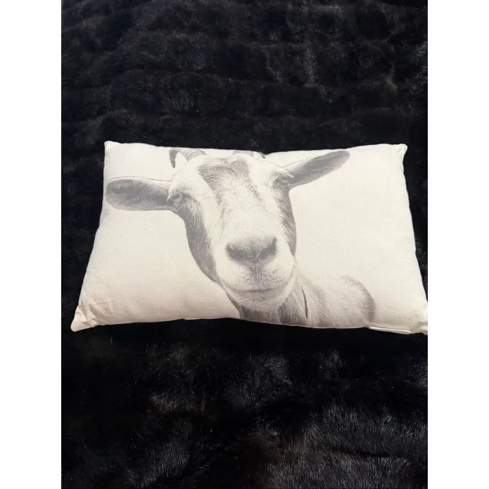 throw pillow  of a goat 16x10 two Texas cowgirls western barn
